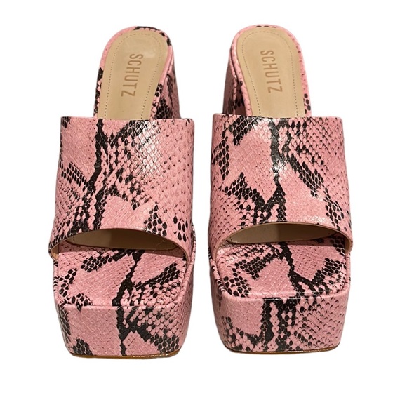 SCHUTZ Aretha Snake-Embossed Platform Sandals 7.5 - Picture 3 of 13